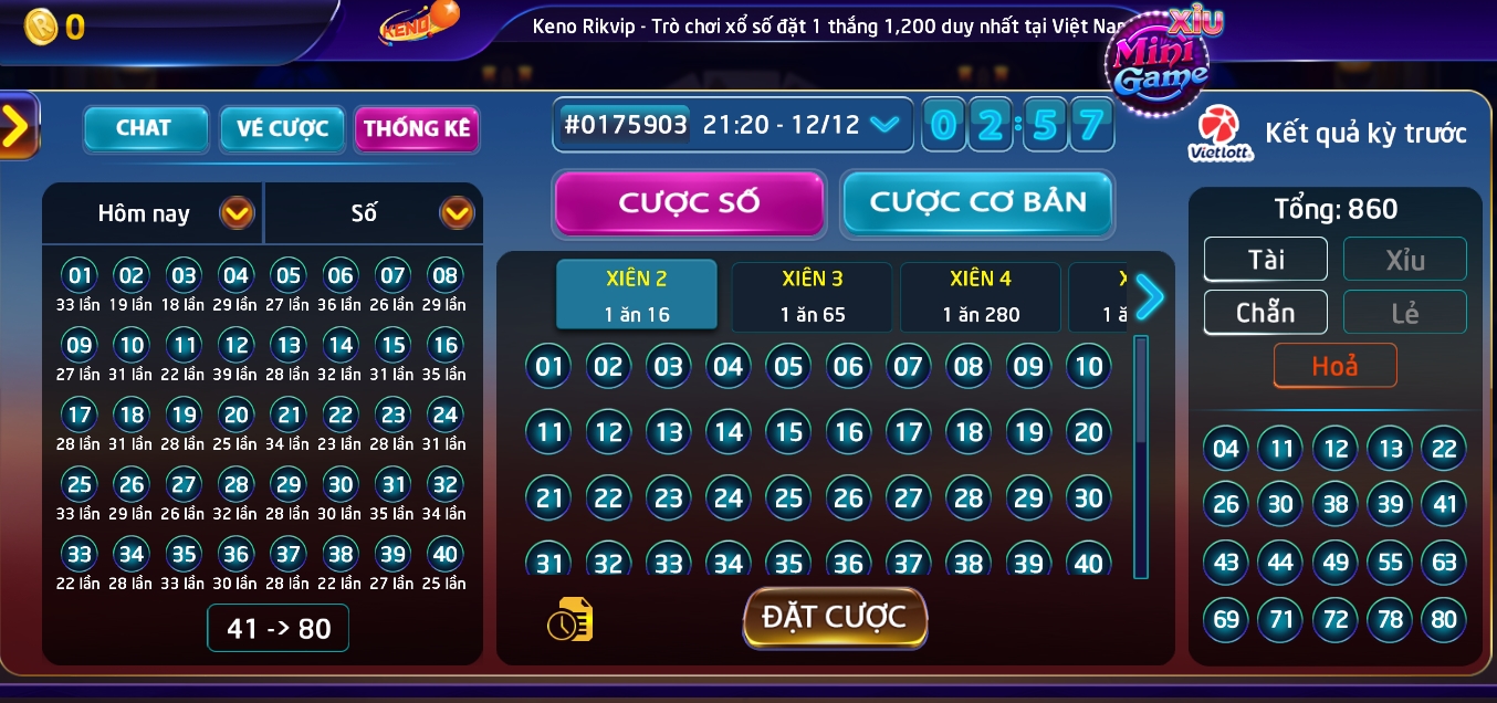 Hướng dẫn vào Rikvip đăng nhập chơi Keno